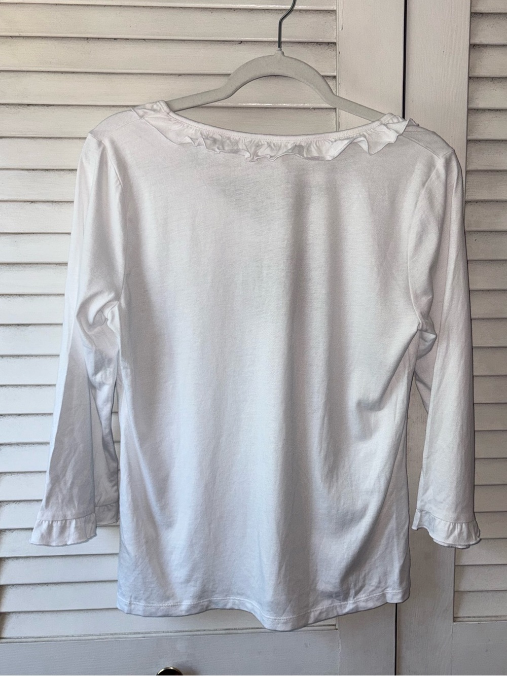 NWT Boden White Cotton Modal Ruffle Trim Knit Blouse Size US 8 - Picture 4 of 5